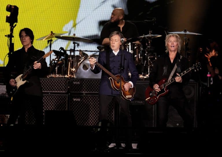 Paul McCartney performs during his Got Back tour at SoFi Stadium in Inglewood.