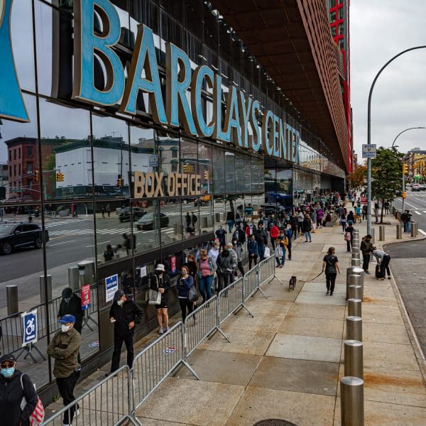 Outside the Barclays Center in Brooklyn, lines stretched for