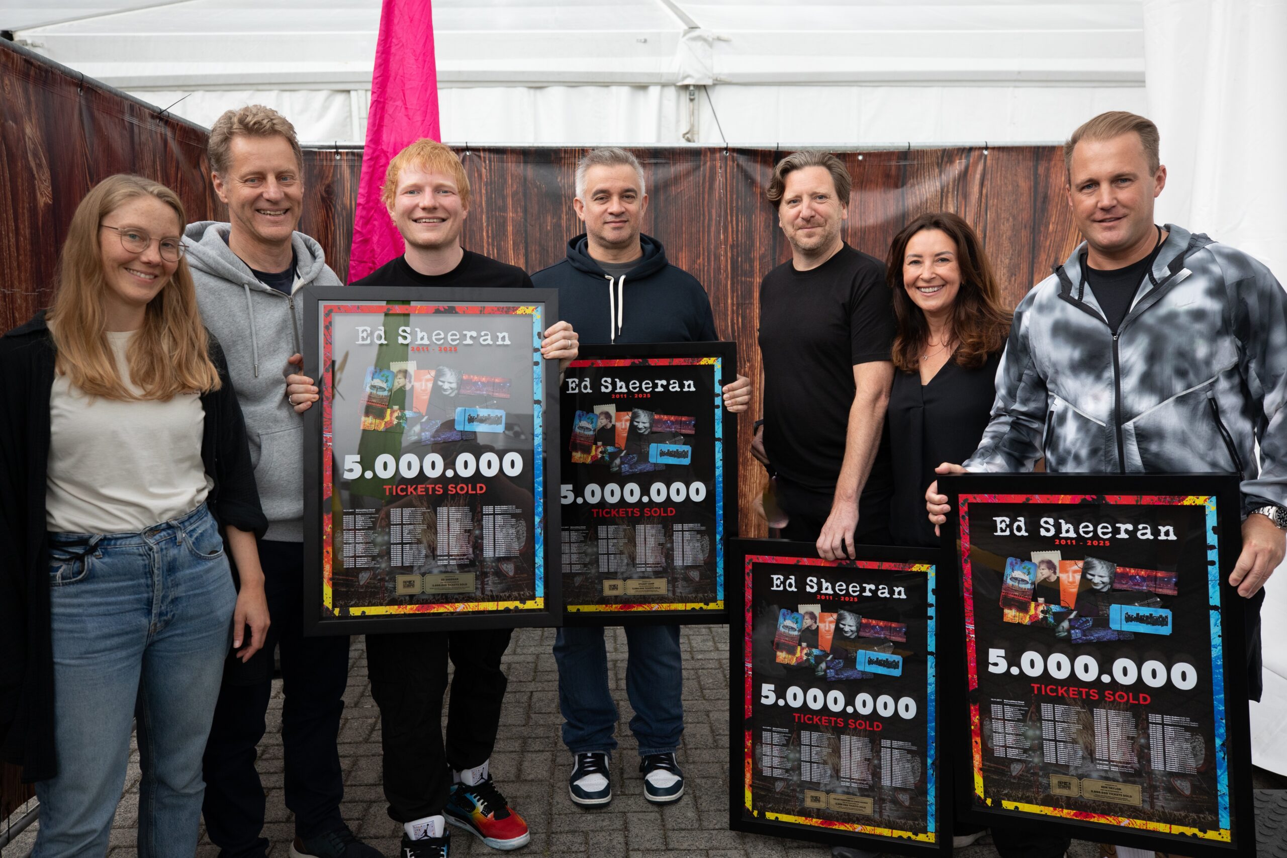 L R Inga Esseling, Folkert Koopmans, Ed Sheeran, Stuart Camp, Chris Marsh Credit Mark Surridge