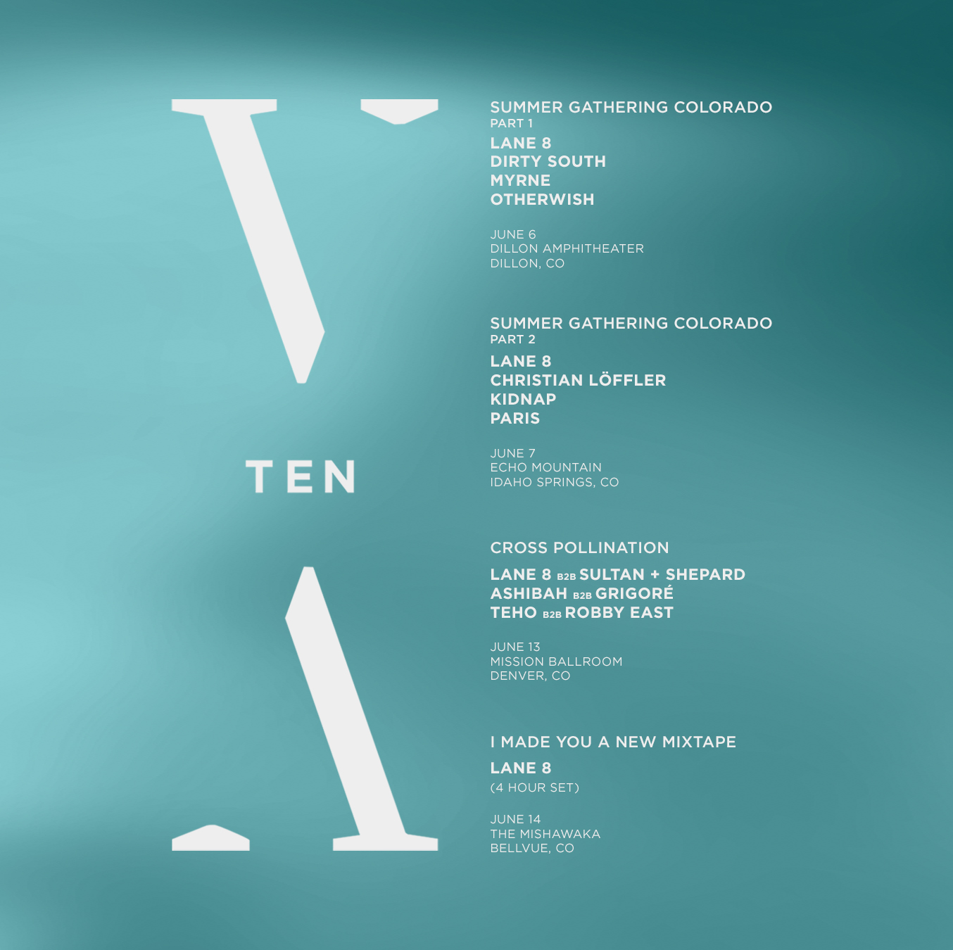 TNH10 Full line up Colarado Square