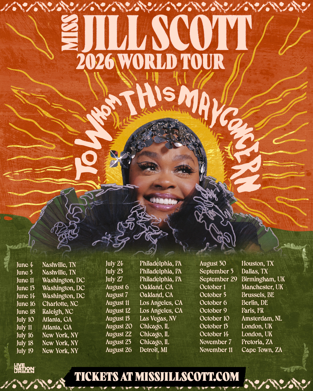 Jill Scott 2026 Tour Key Art
