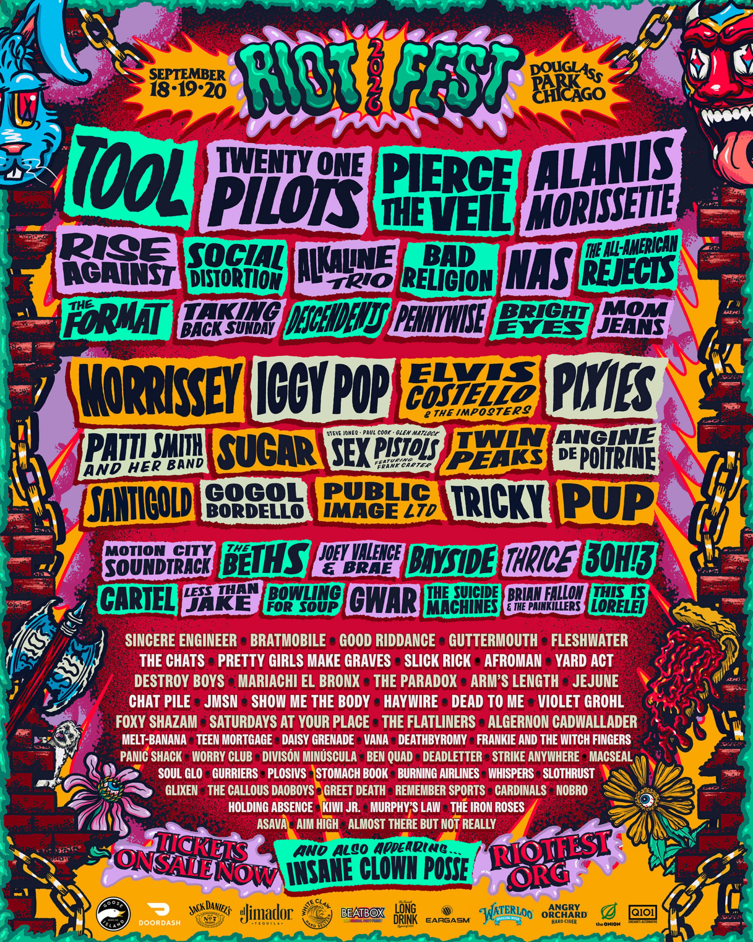 Tool, Twenty One Pilots, Pierce The Veil Lead Riot Fest 2026 Lineup
