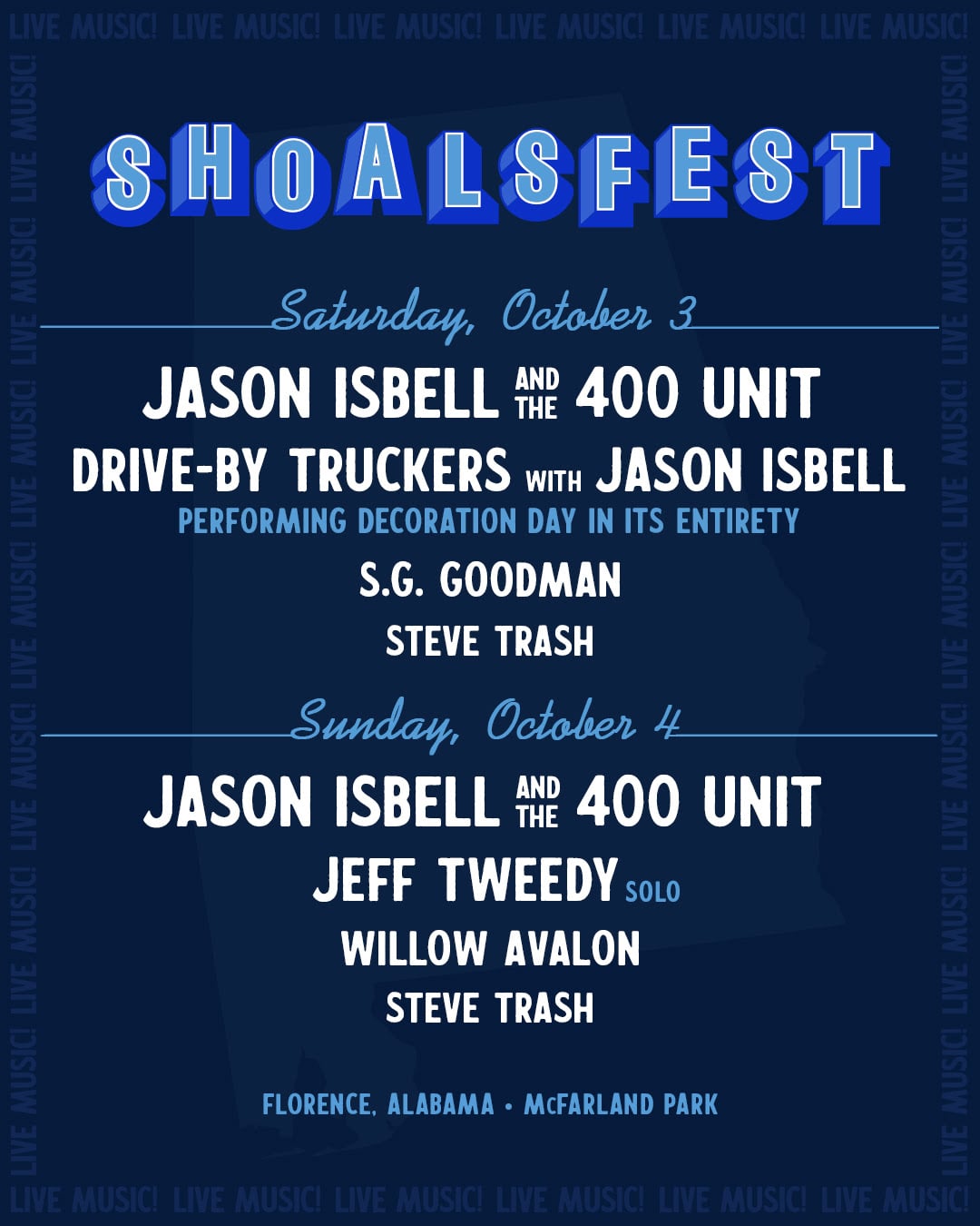 Jason Isbell Announces ShoalsFest 2026 Lineup, Featuring Drive-By Truckers