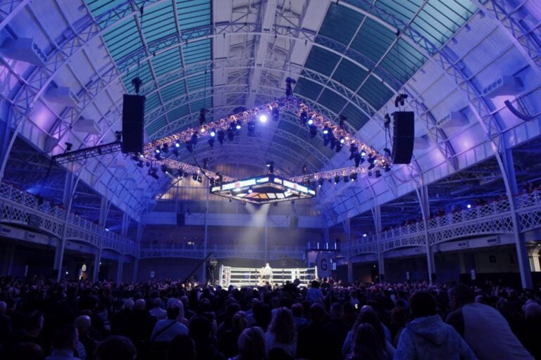 Boxing in Olympia's National Hall, 5 April 2026.
