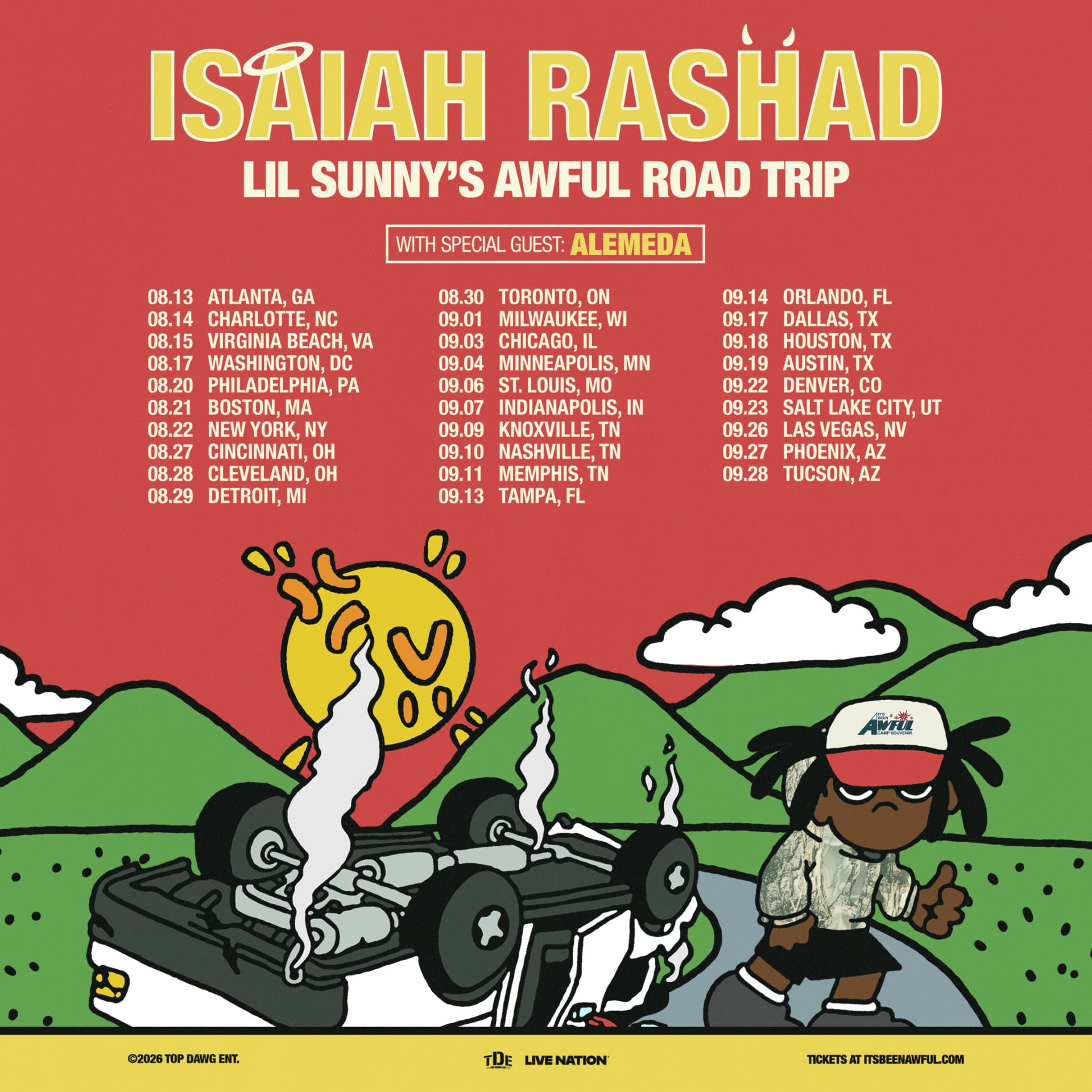 Isaiah Rashad Announces "Lil Sunny's Awful Road Trip" North American Tour