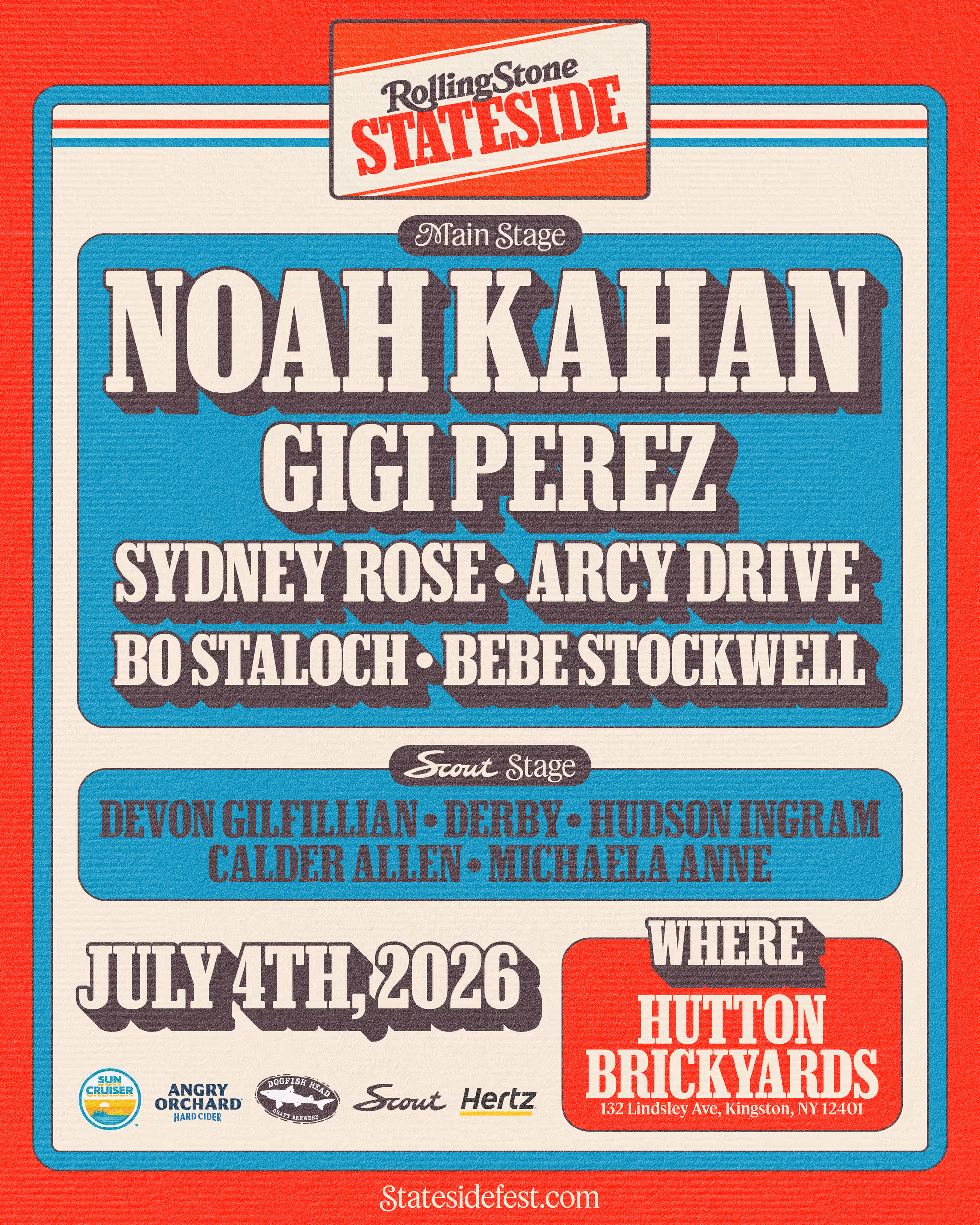 The flyer for Rolling Stone Stateside headlined by Noah Kahan.