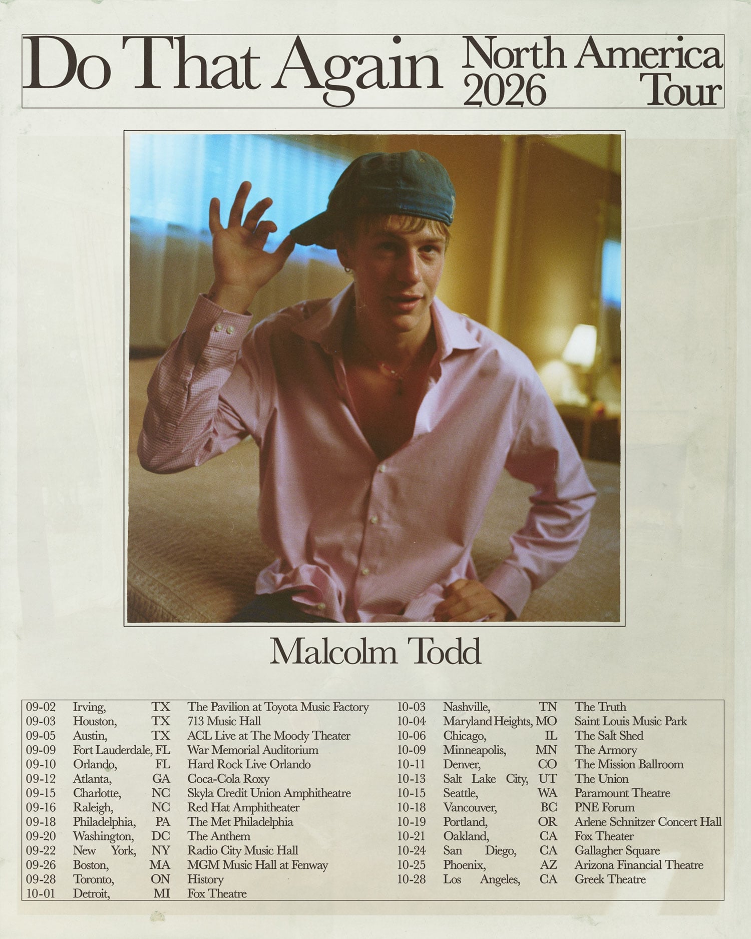 Malcolm Todd Announces 2026 North American Tour Following New Album Release