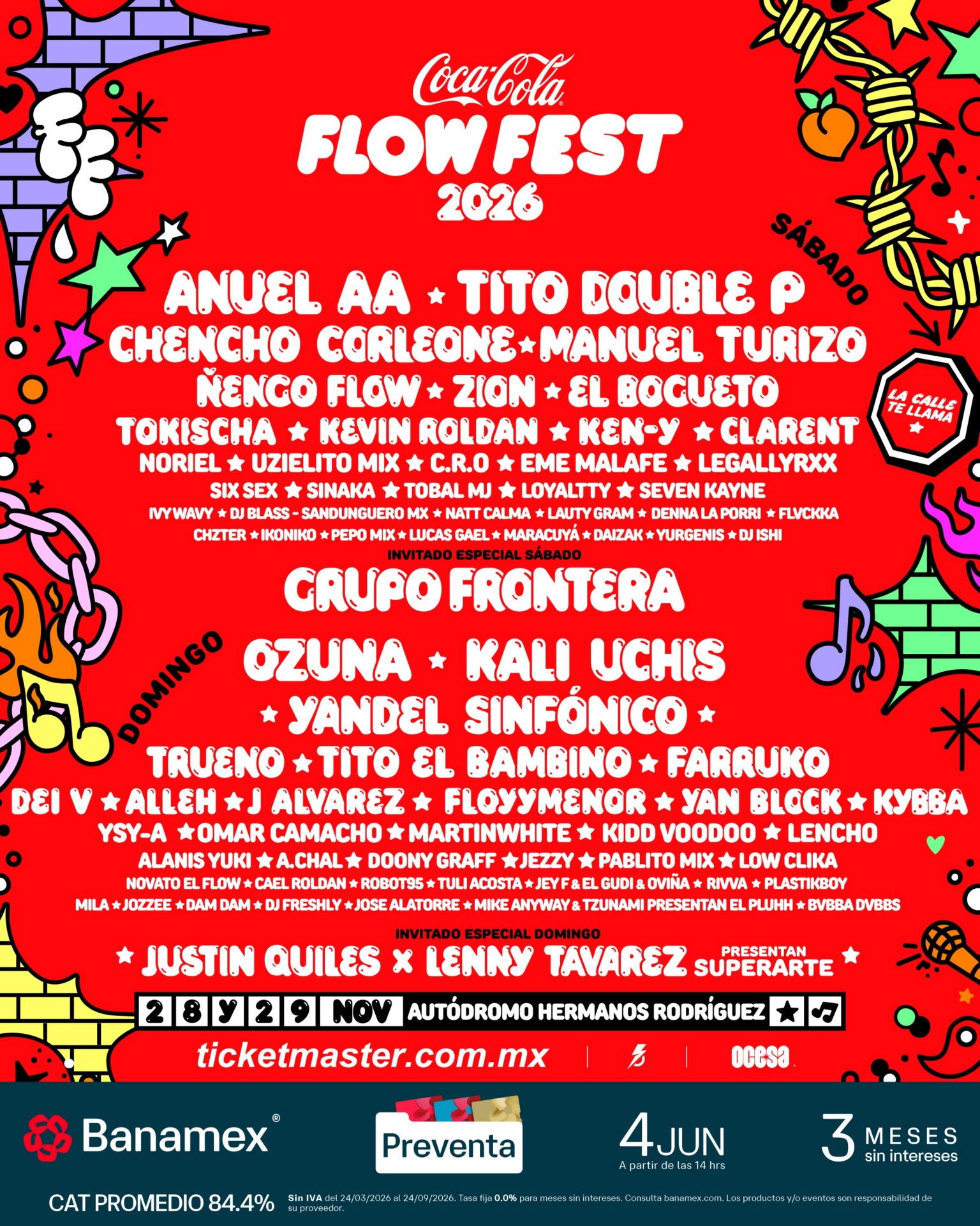 Anuel AA, Ozuna, Kali Uchis, Tito Double P, Grupo Frontera to Headline Coca-Cola Flow Fest in Mexico City