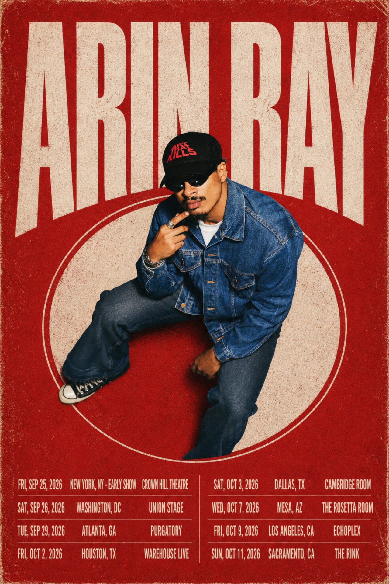 Arin Ray posing for a picture on his tour poster.