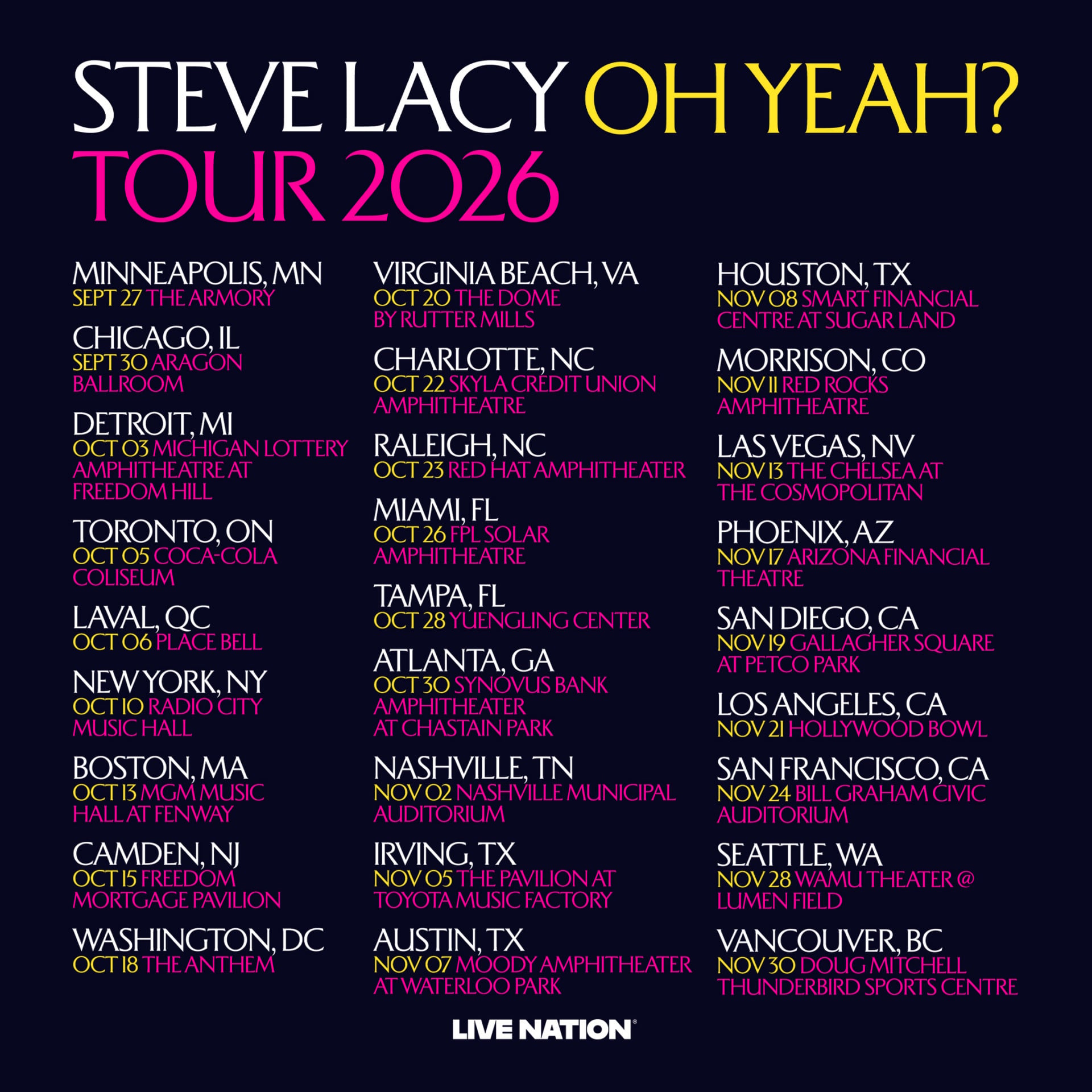 SteveLacy 2026 NA Dates 2160x2160