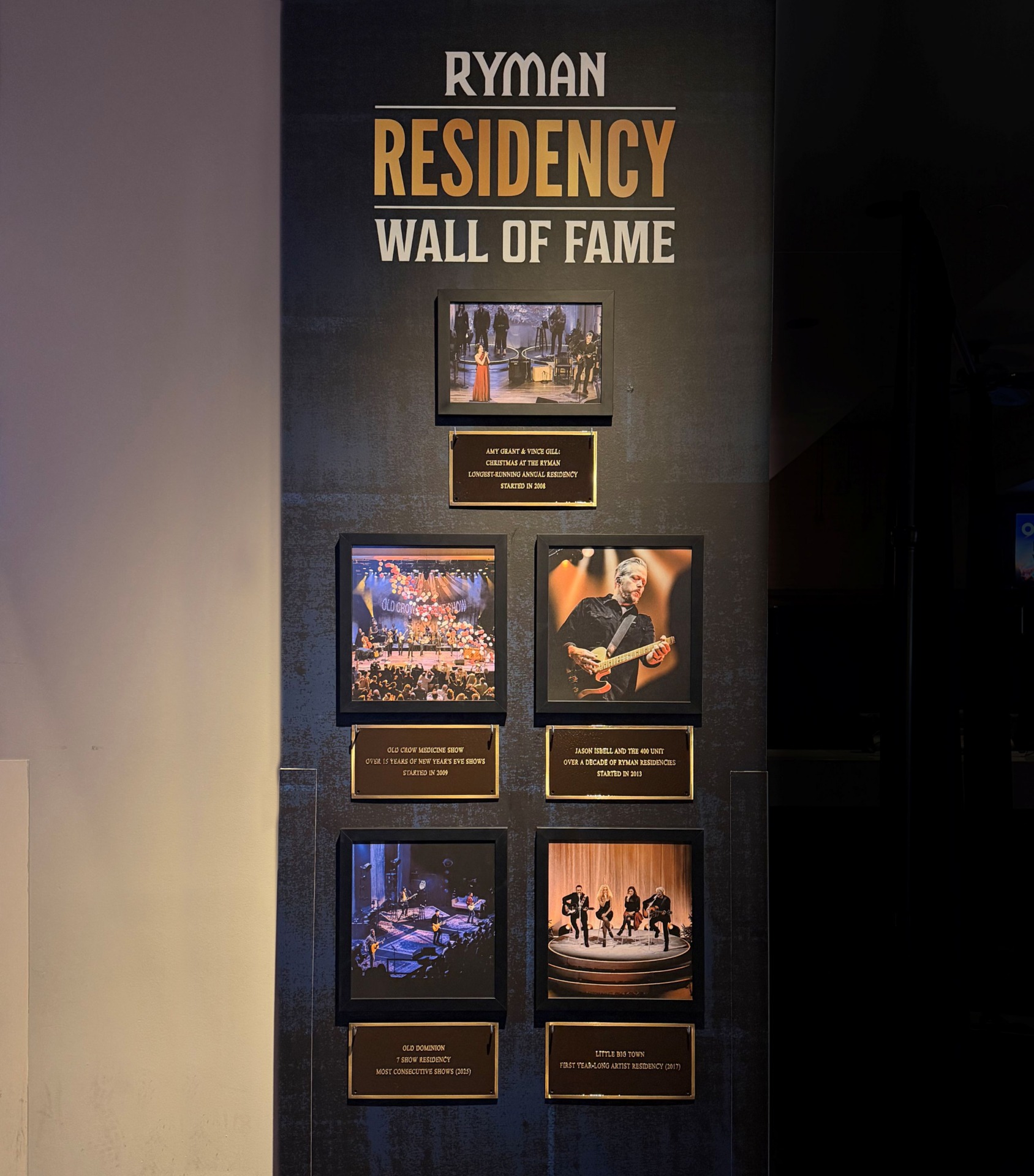 RymanResidency Wall of Fame Courtesy of Opry Entertainment Group
