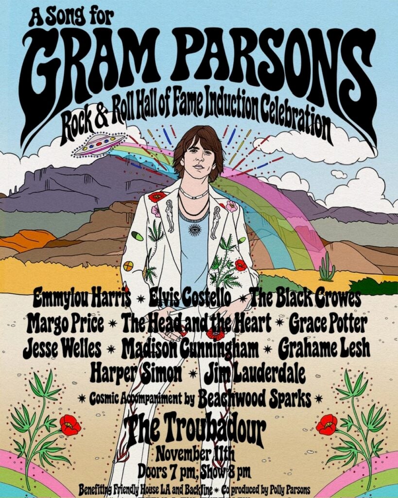 Gram Parsons Tribute Featuring Emmylou Harris, Elvis Costello &amp; More Coming To The Troubadour Ahead Of Rock Hall Induction