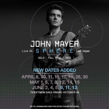 John Mayer Adds June 2027 Dates To ‘Live At Sphere’ Residency